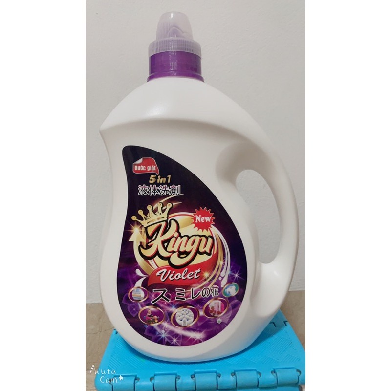Nước giặt giữ màu, chống ẩm mốc quần áo Kinggu cộng nghệ 5 in 1 nhật bản, hương hoa violet siêu lưu hương, can 3,6kg