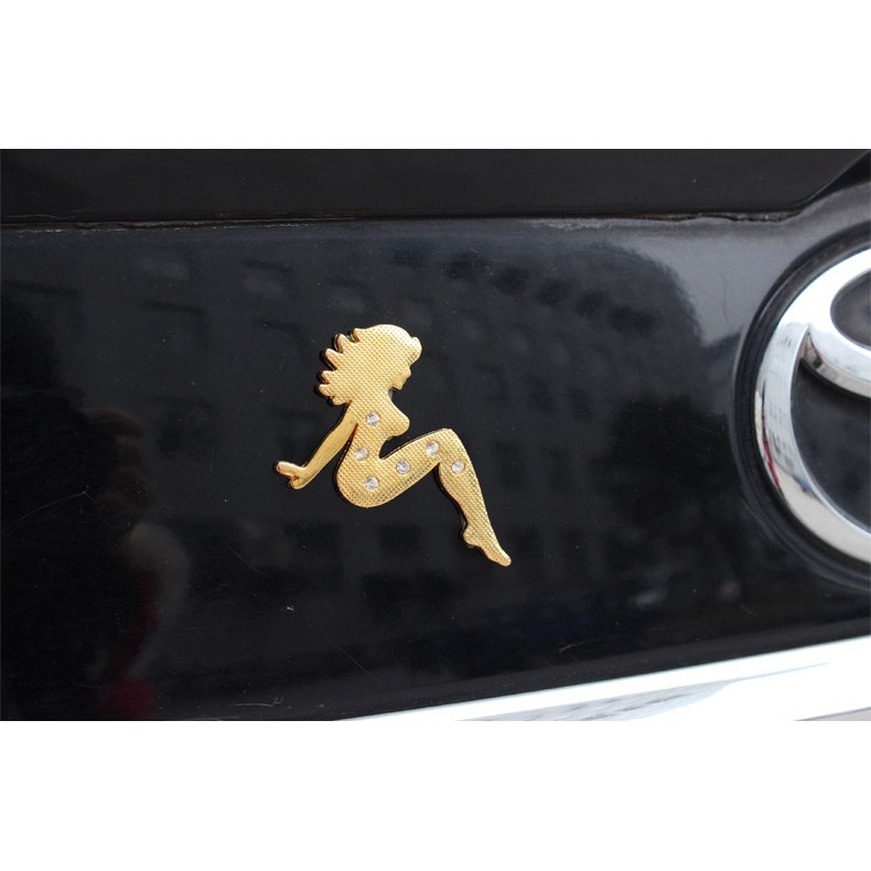 Tấm dán (logo),hình dán nổi trang trí ô tô hình cô gái chân dài
