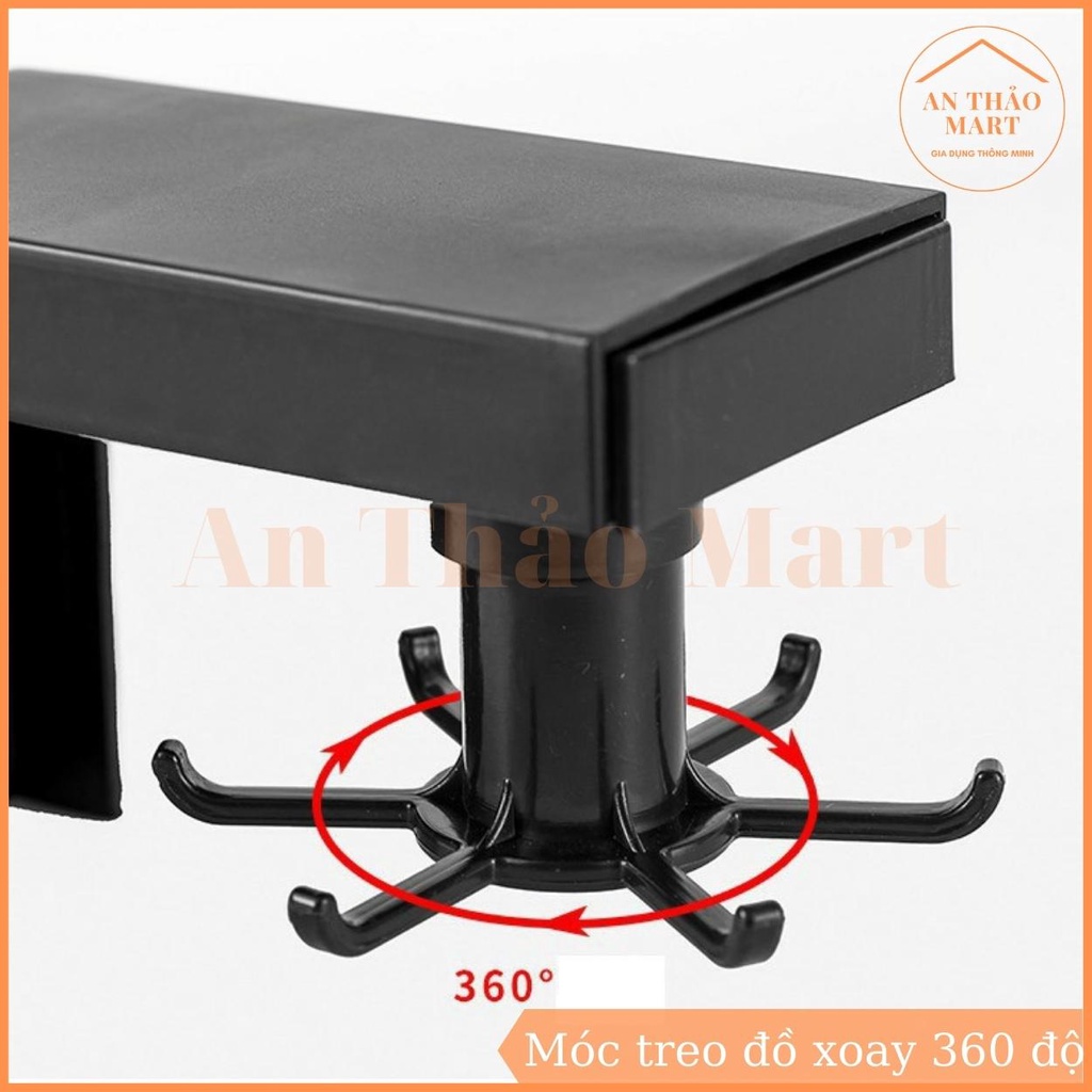 Móc Treo Đồ Nhà Bếp 6 Móc Đa Năng Có Thể Xoay 360 Độ Siêu Chịu Lực