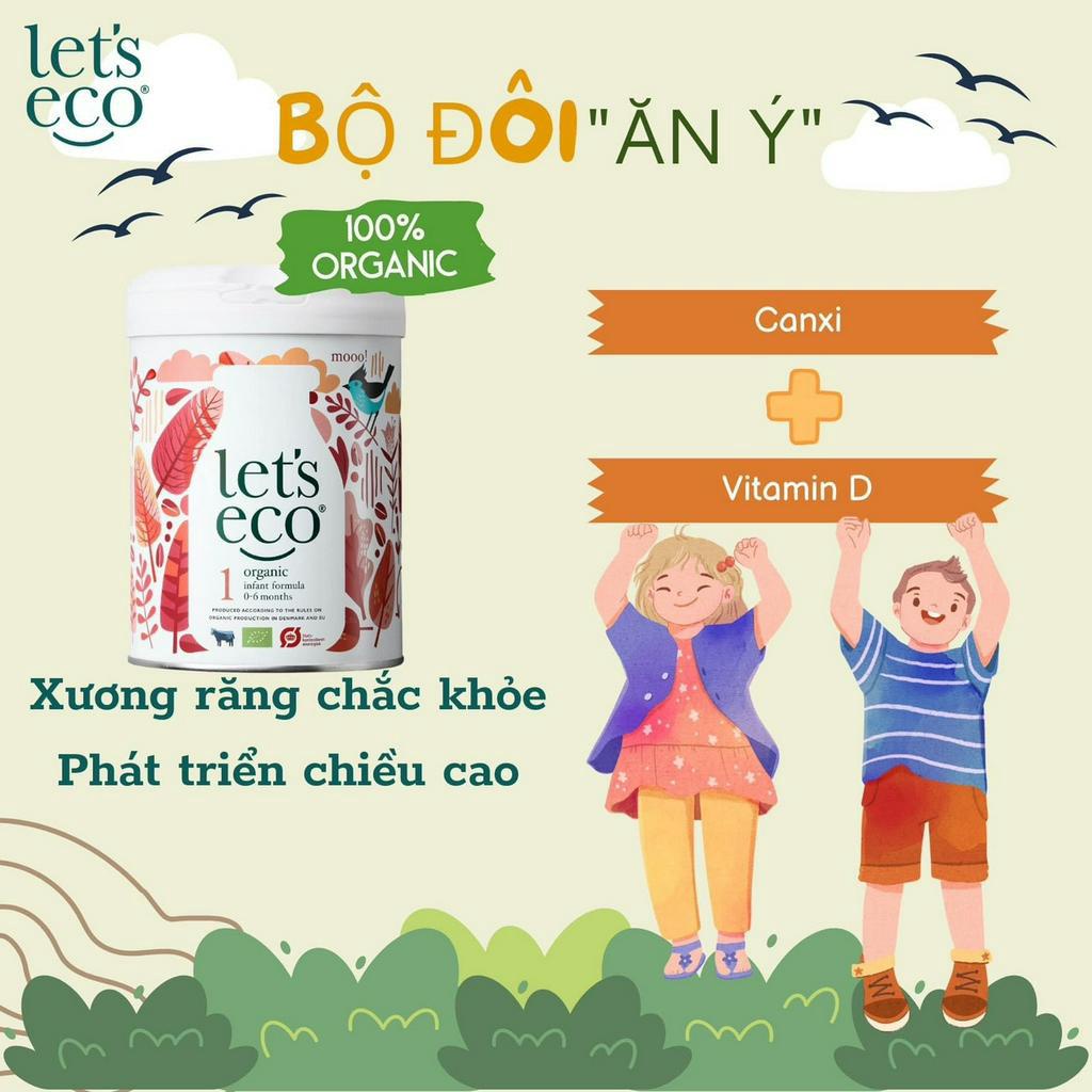 Sữa Let's Eco Organic đủ số 1,2,3 lon 700g