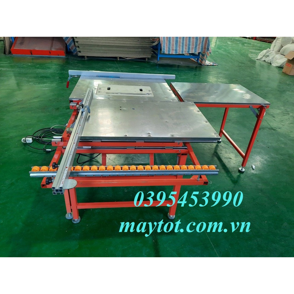 Máy cưa bàn trượt mini nâng hạ điện