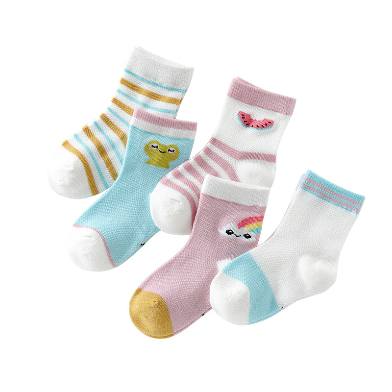 Set 5 Đôi Vớ Cotton Thông Thoáng Cho Bé Trai Từ 1-12 Tuổi