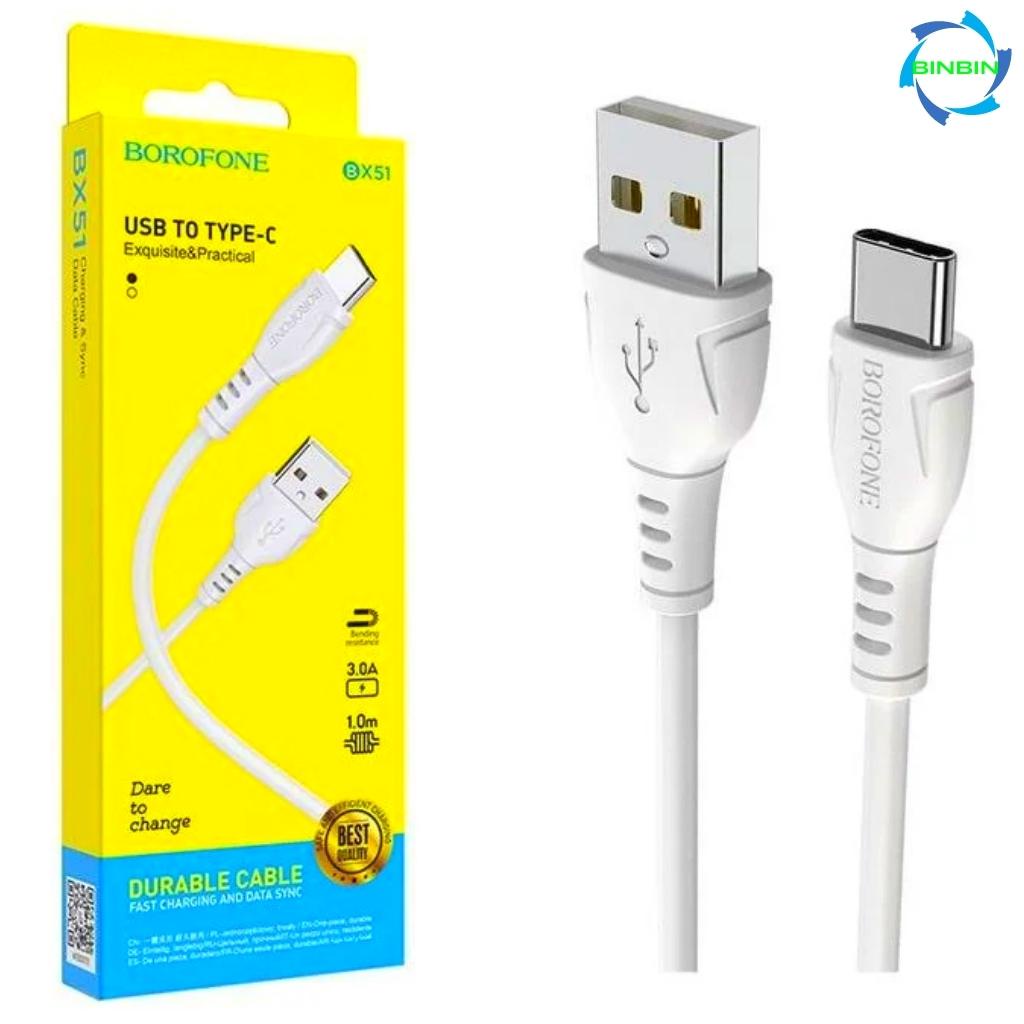 Dây sạc type c, Cáp sạc type c Borofone BX51 sạc nhanh 3A  cho điện thoại androi, samsung, oppo, xiaomi..