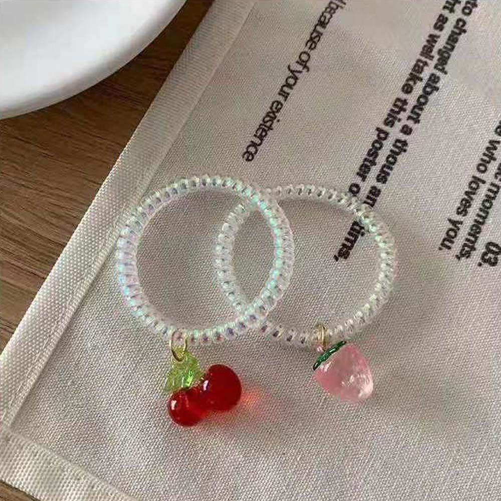 Dây Buộc Tóc Lò Xo Co Giãn Đính Hình Quả Dâu Dễ Thương Cho Nữ