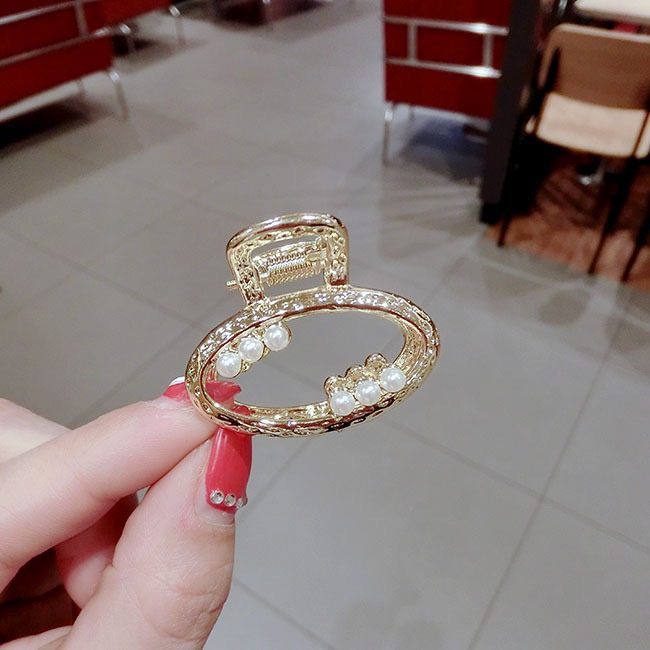 Kẹp tóc hình nơ bằng hợp kim đính ngọc trai thời trang Hàn Quốc cho nữ