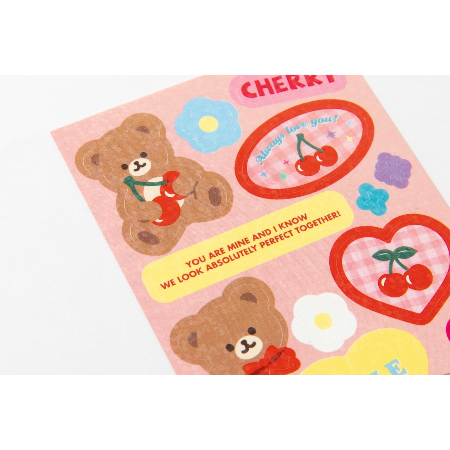 Set Sticker ARTBOX Hàn Quốc Họa Tiết Cherry Và Gấu Trang Trí Điện Thoại Z Flip 3