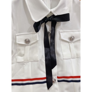 Set áo váy đôi may sọc kẻ “Thom browne”