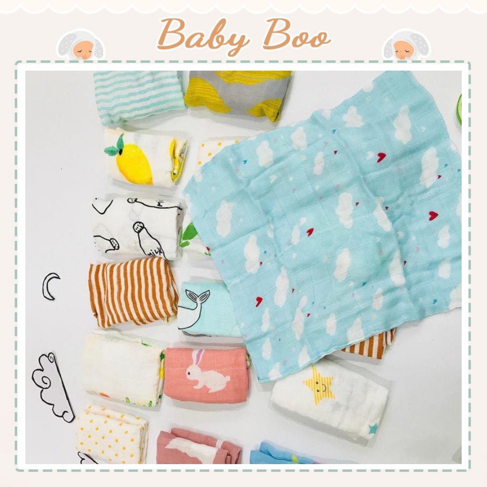 Khăn xô, khăn sữa sợi tre 4 lớp muslin set 3c [ babyboo]