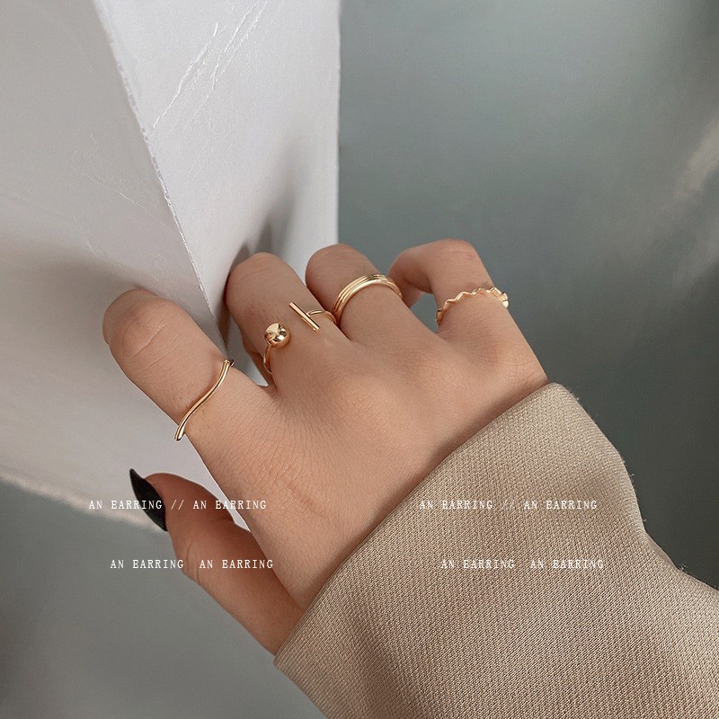 Bộ 4 Nhẫn Đeo Tay Phong Cách retro Thời Trang Sang Trọng Cho Nữ