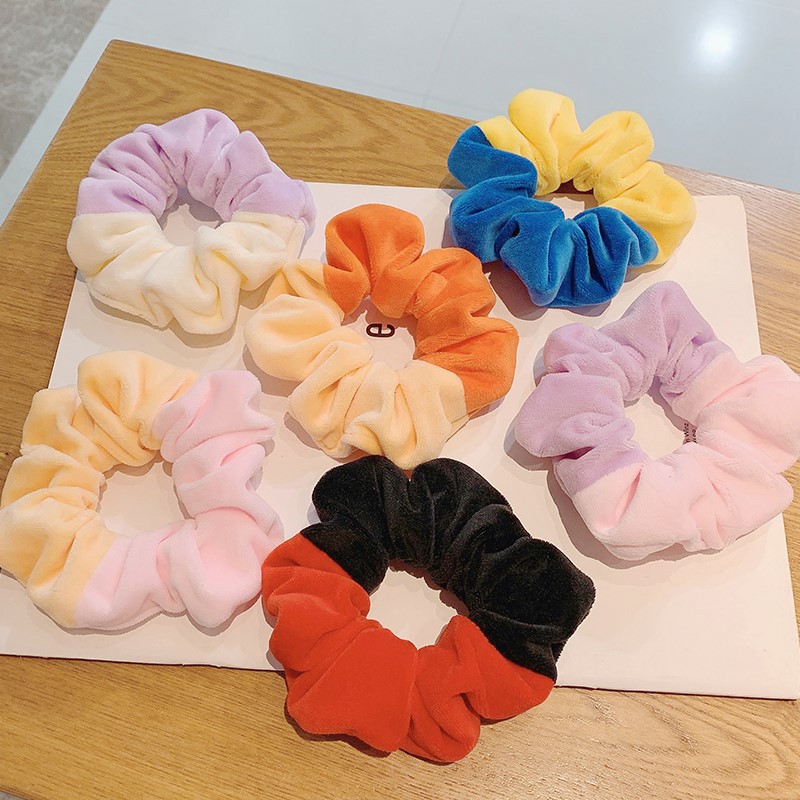 Dây buộc tóc Scrunchies vải lông mềm nhiều màu phụ kiện thời trang cho nữ 2021