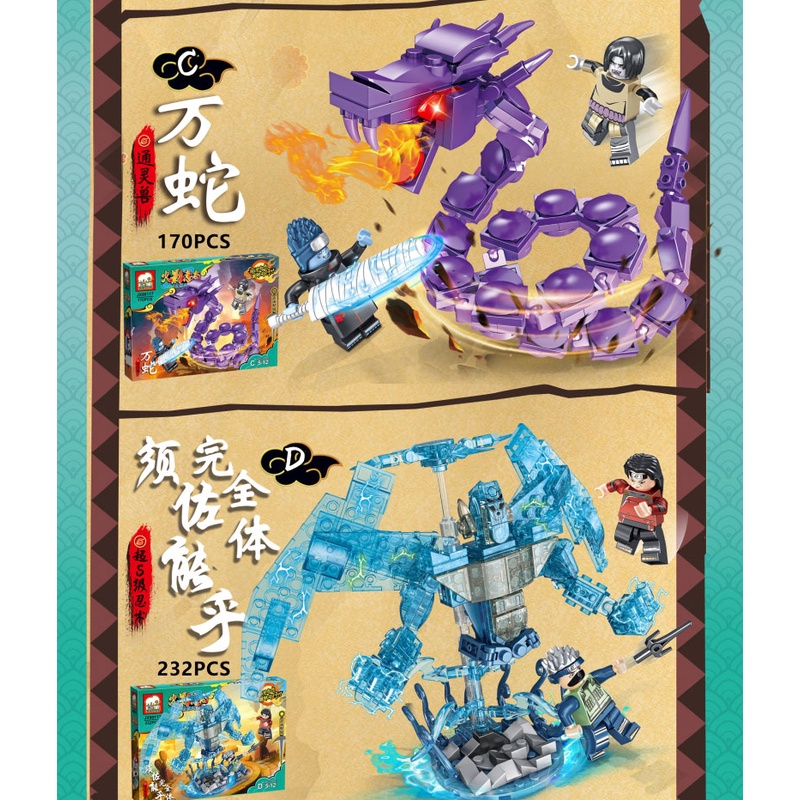 Đồ chơi Lego Naruto Lắp ráp Khối Xây dựng Hạt Nhỏ Naruto Sasuke Kakashi Mizuno Cửu Vĩ Susano