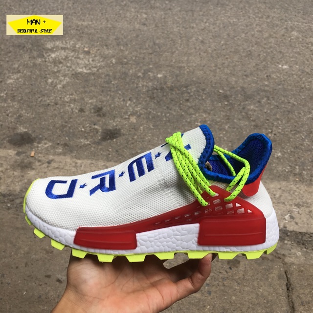 (FULL BOX) Giày thể thao NMD HUMAN RACE trắng chữ đỏ xanh