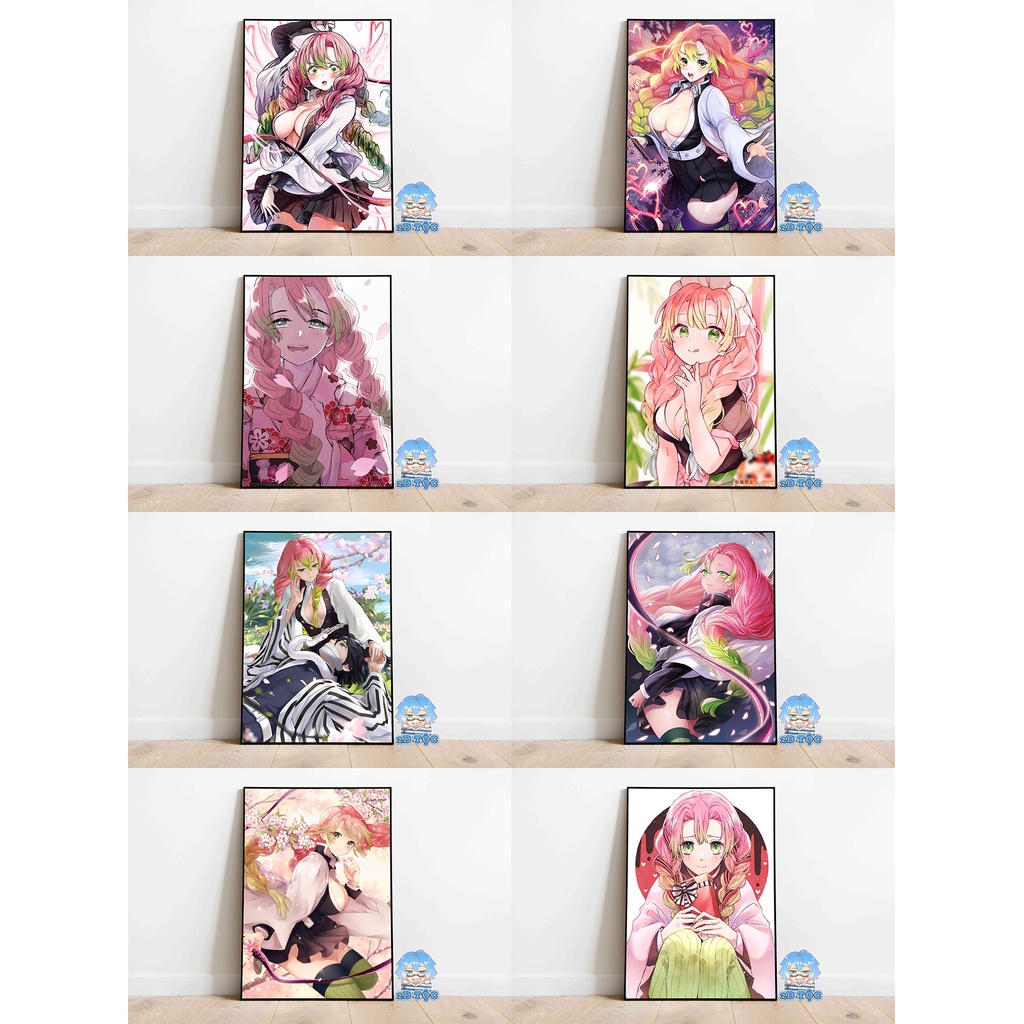 Tranh poster A3 Kanroji Mitsuri  Anime Kimetsu No Yaiba chất liệu giấy cao cấp - 2D Tộc Shop