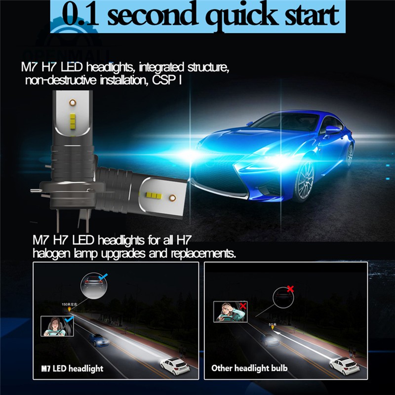 Đèn pha H7 LED 110W 6000k ánh sáng trắng cao cấp cho xe ô tô