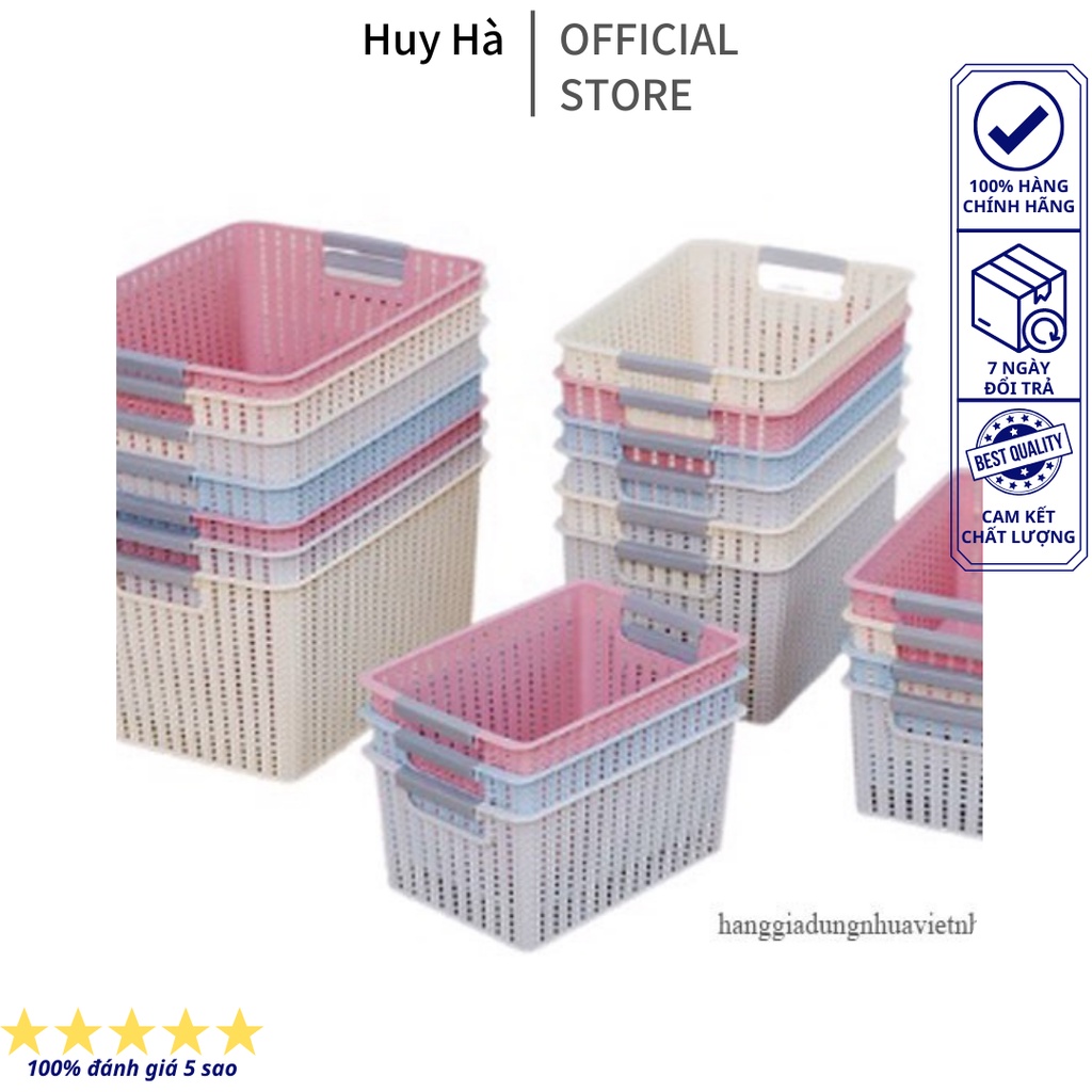 Rổ đan mây đựng đồ đa năng 3 size nhựa Việt Nhật, Giỏ đựng quần áo, dụng cụ nhà bếp, đựng đồ học sinh tiện lợi
