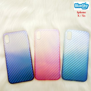 Ốp lưng Iphone X / Xs Icase vân carbon phản quang đổi màu