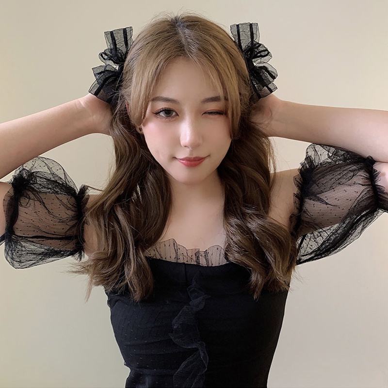 1 cặp kẹp tóc nơ ren dễ thương phong cách Hàn Quốc