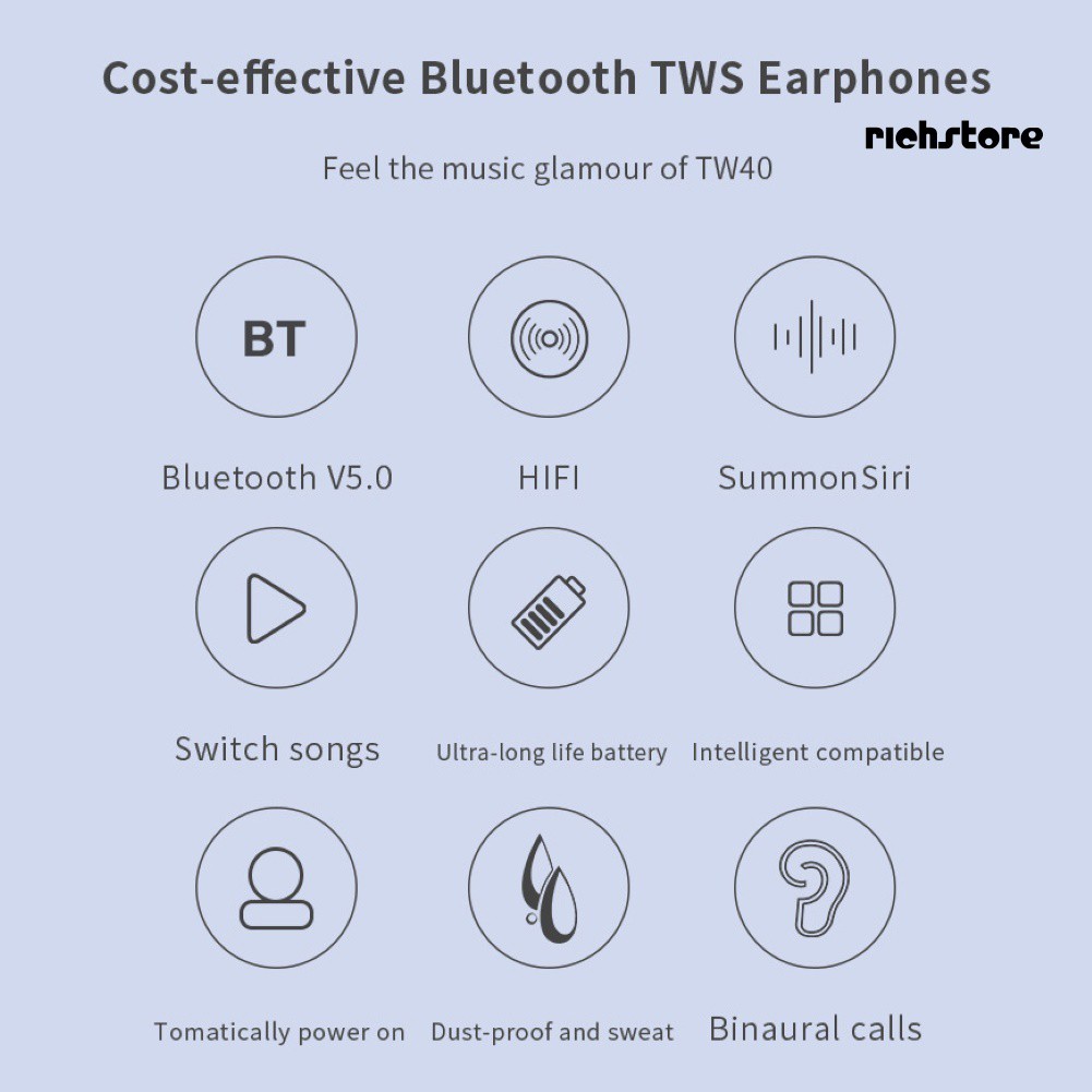 Tai Nghe Bluetooth Thể Thao Ej_tw40 Tws Không Dây Âm Thanh Stereo