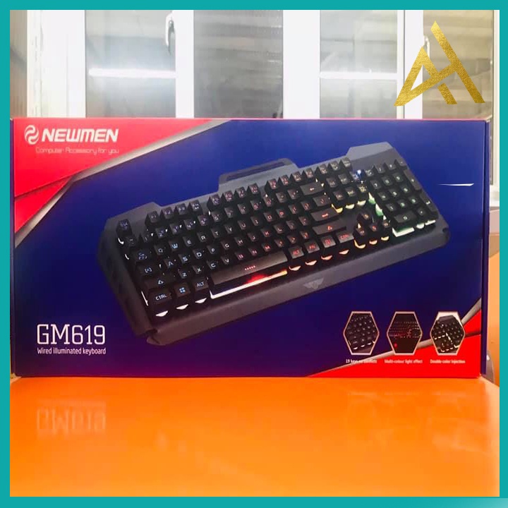 Bàn Phím Cơ Gaming Chính Hãng Đèn LED 7 Màu NEWMEN GM-619 Chuyên Game Bàn phím Máy Tính PC Laptop Keyboard Có Dây