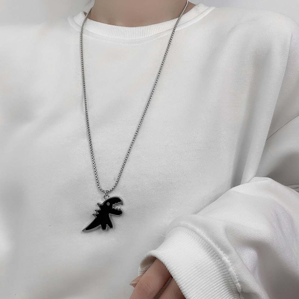 Vòng cổ kim loại mặt hình khủng long dễ thương phong cách Hàn Quốc