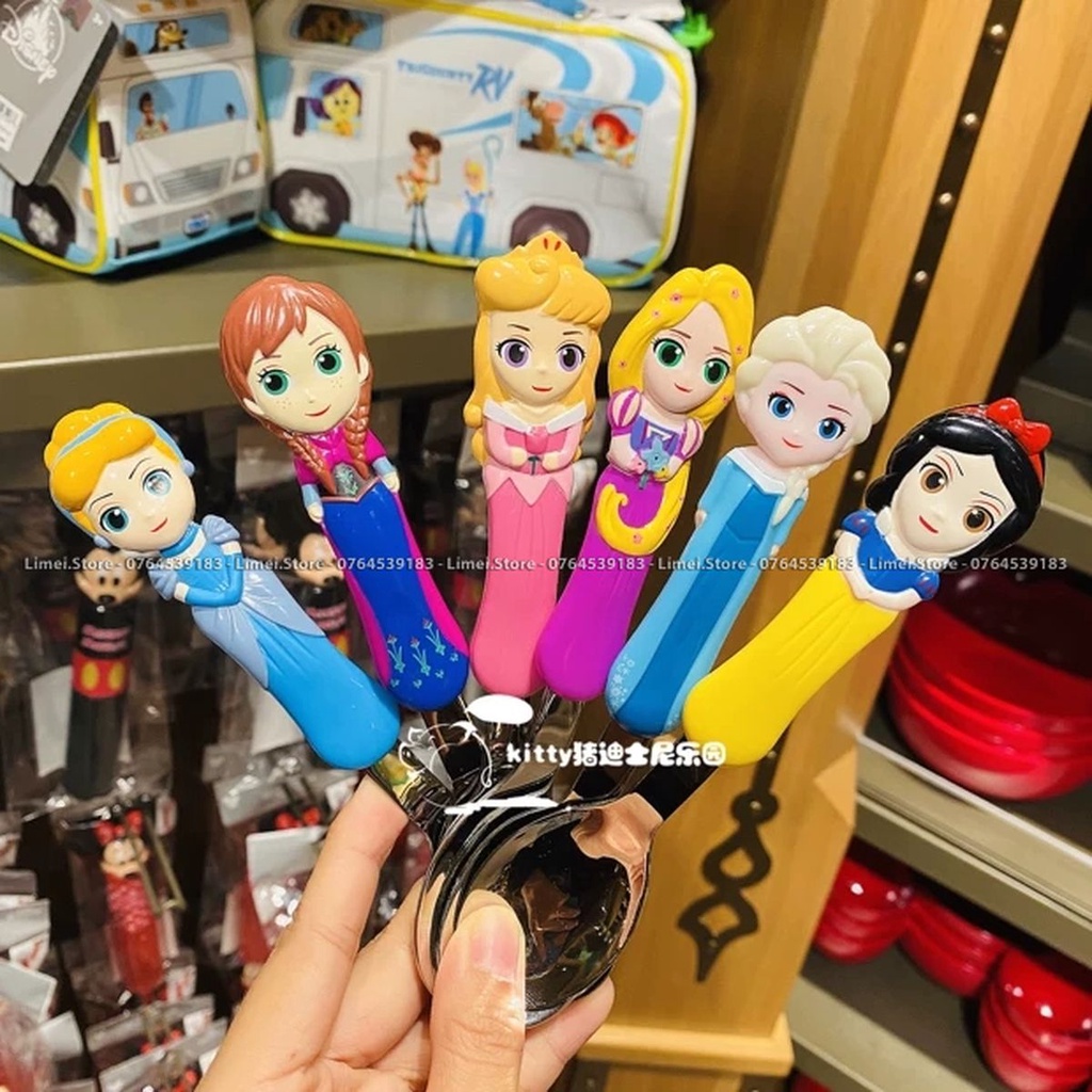 Muỗng ăn inox Frozen Elsa Mickey Princess Car Disney nổi 3D cho trẻ em bé trai gái