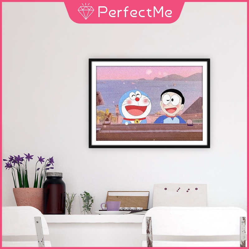 Bộ Tranh Đính Đá 5D Tự Làm 40x30cm Hình Doraemon Trang Trí Nhà Cửa