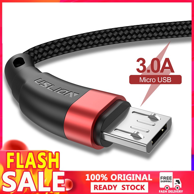 USLION 1M 3A Fast Charging Micro USB Cable for Xiaomi Redmi Samsung  Cord Android Micro usb Cable