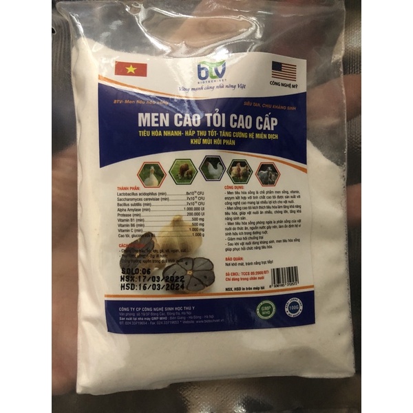 Men Cao Tỏi cao Cấp Tiêu Hoá Nhanh Hấp Thu Tốt Tăng Cường Miễn Dịch Khử Mùi Hôi Phân Chuồng Trại.