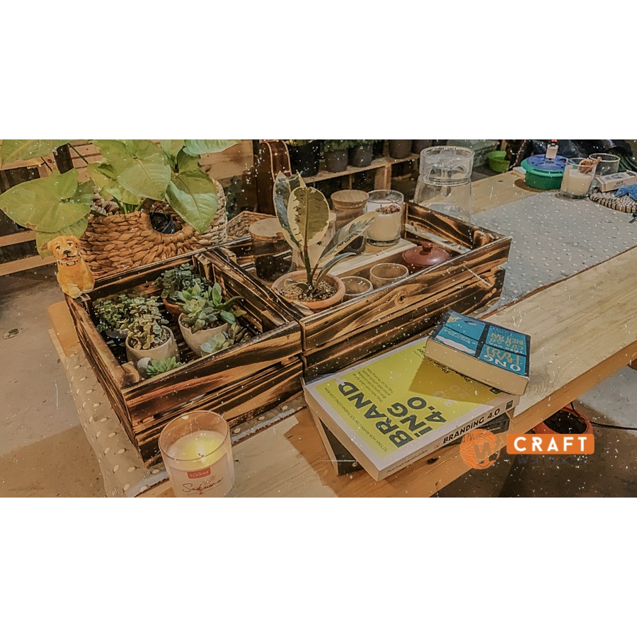 Thùng gỗ pallet vân khò lửa decor vintage