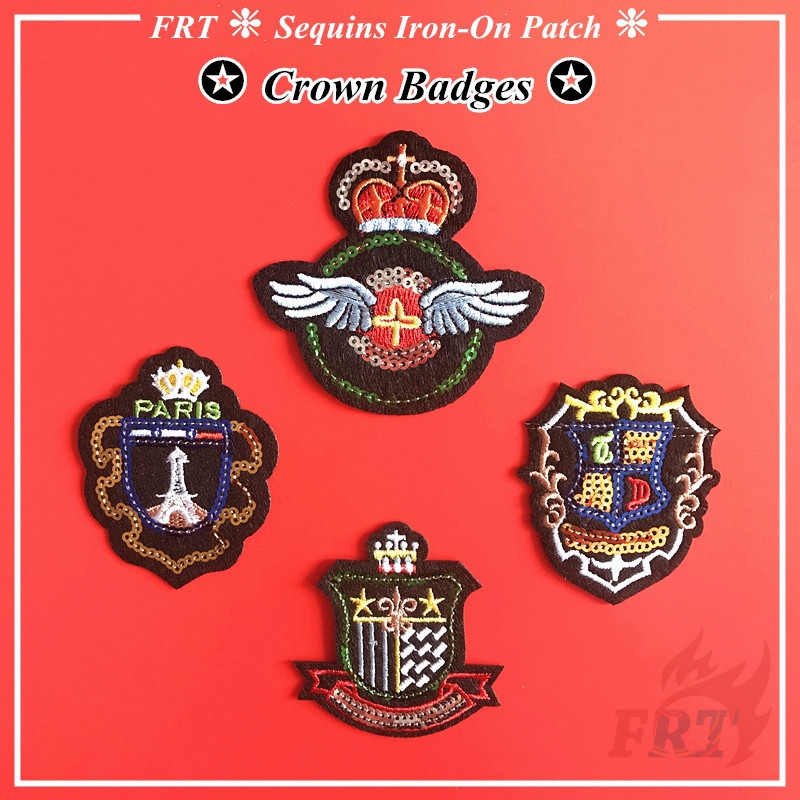 Set 1 / 4 Miếng Ủi Thêu Hình Vương Miện Đính Kim Sa Đẹp Mắt