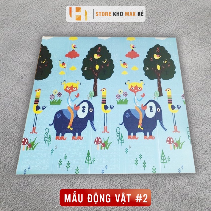 Thảm Xốp Cho Bé Gấp Gọn, Tấm Lót Trải Sàn 2 Mặt Chống Thấm, Chống Trơn Hàn Quốc Phủ Silicon 1M8 x 2M