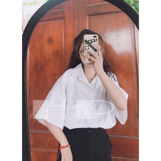 Áo sơ mi trắng nữ, áo sơ mi tay lỡ dáng thụng ND8