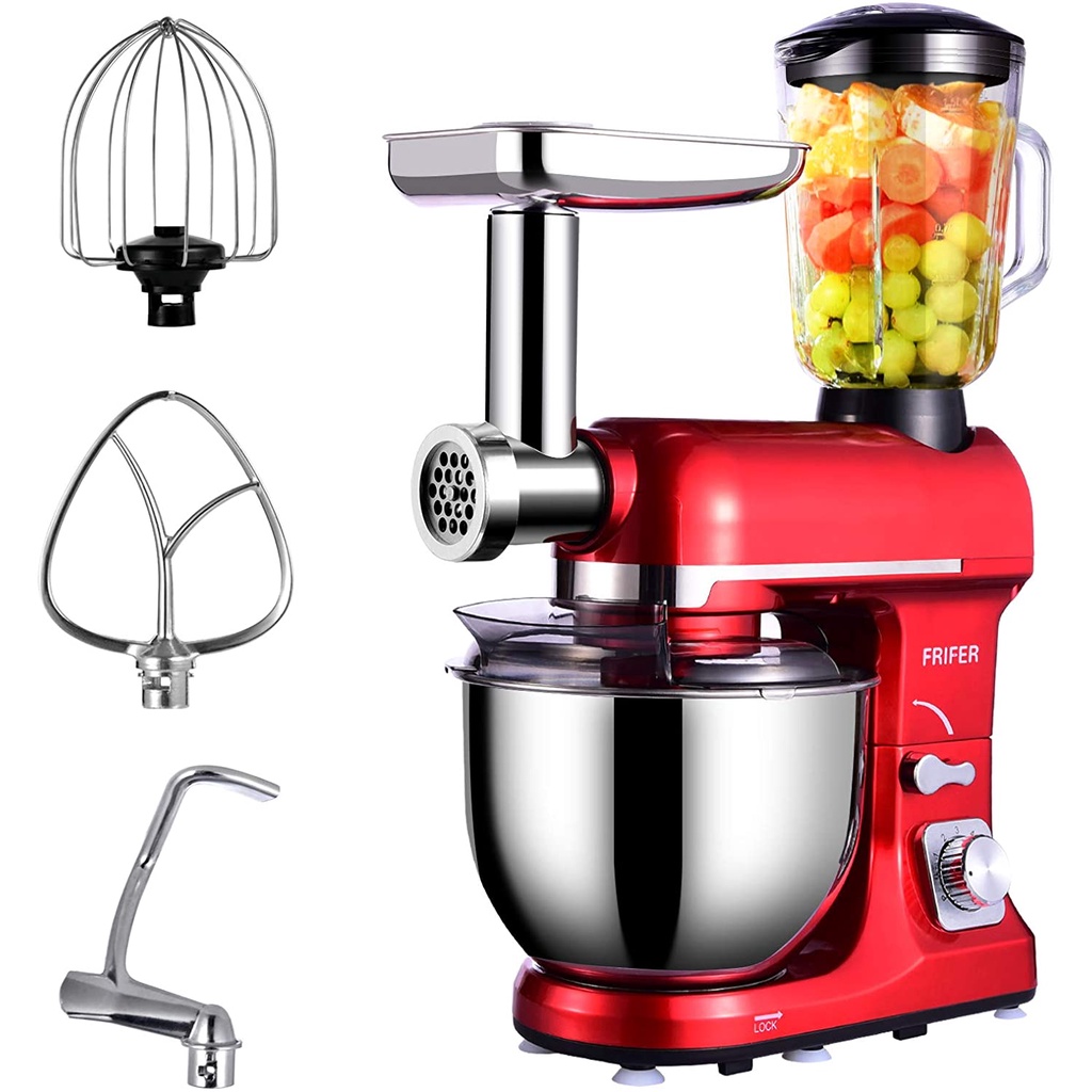 (Xuất Đức) Máy nhào bột Frifer 5L 1000W 6 trong 1 - trộn 1 kg bột khô  - Làm mỳ, sinh tố, đánh kem, đùn thịt xúc xích..