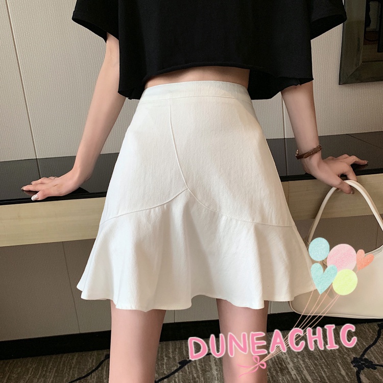 DUNEA Chân Váy Đuôi Cá Dáng Chữ A Lưng Cao Phối Bèo Thời Trang Cho Nữ Plus Size