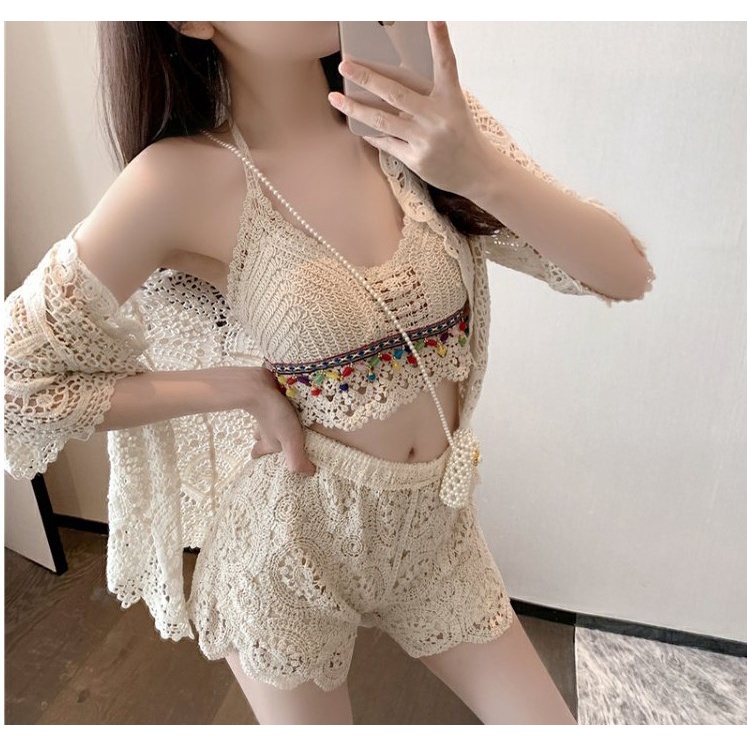 bikini ren đi biển thổ cẩm - Sét đồ đi biển đan móc có bán rời theo phân loại