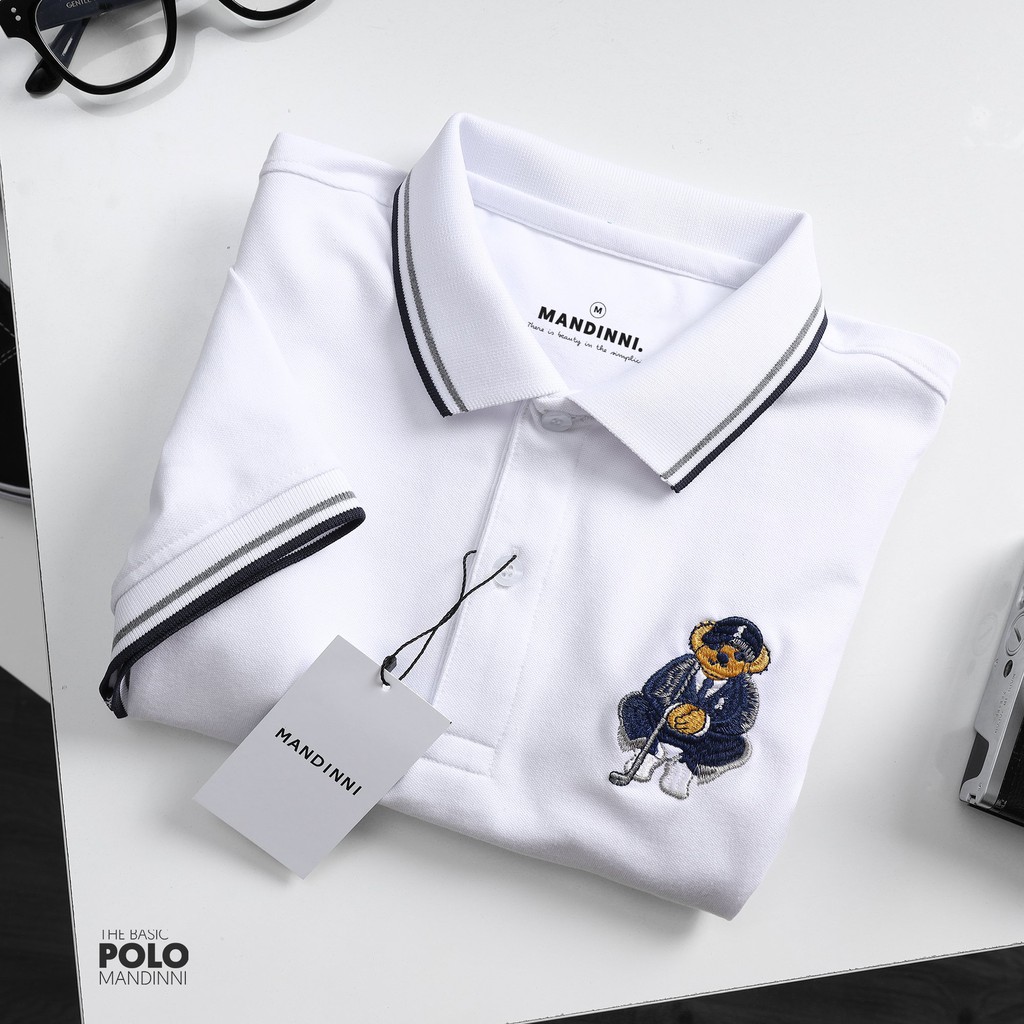 Polo Bear phối viền cổ thêu logo gấu Mandinni | BigBuy360 - bigbuy360.vn
