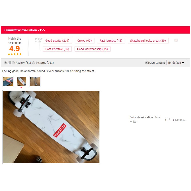 Ván trượt Longboard Marktop siêu xịn chuyên nghiệp (rộng 24cm dài 117cm)