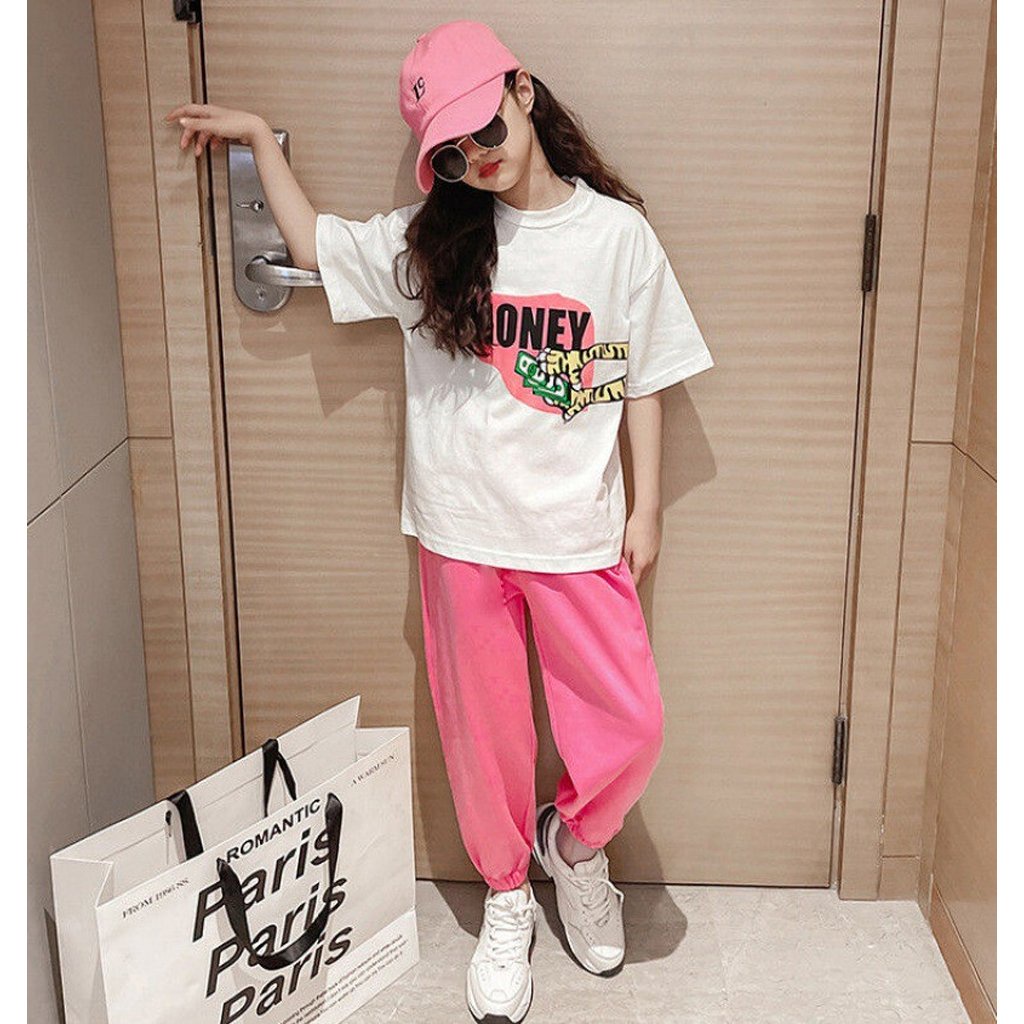 Set bộ quần áo trẻ em dành cho bé gái 18-45kg mẫu "MONEY". MA57.