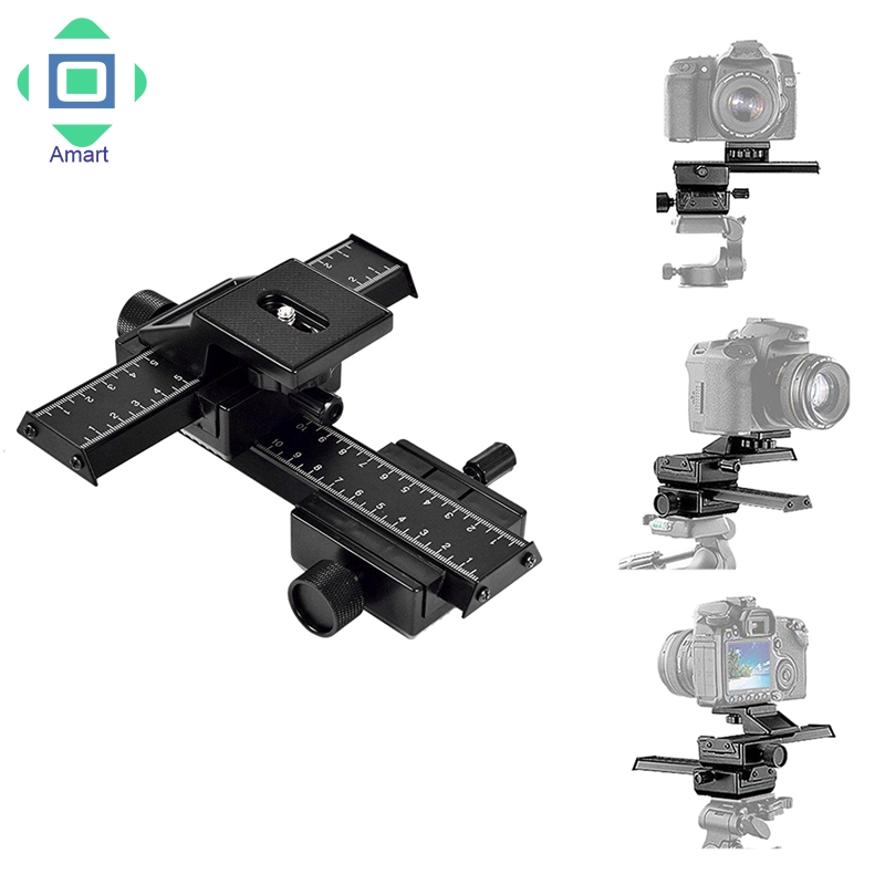 AM Aluminum 4 Way Macro Focusing Rail Slider with 1/4 Screw for Canon Nikon Olympus Camera