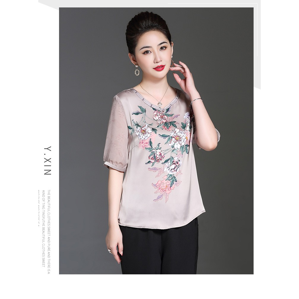 ÁO SƠ MI CAO CẤP TRUNG NIÊN CHO MẸ CHO BÀ hoa cam chuong
