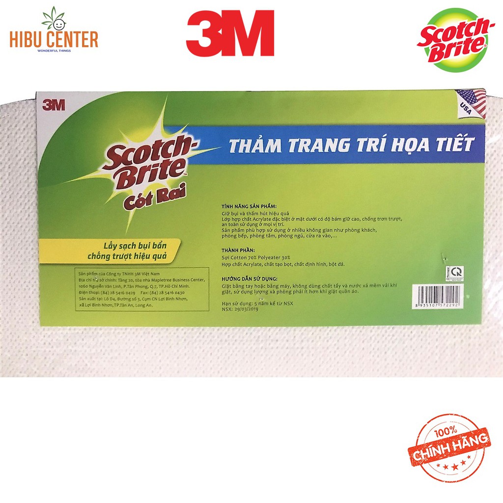 Thảm Trang Trí Họa Tiết 3M Scotch-Brite - 40x60cm - Tam Giác – Giữ Bụi, Thấm Hút, Chống Trượt, Hiệu Quả, Họa Tiết Sang