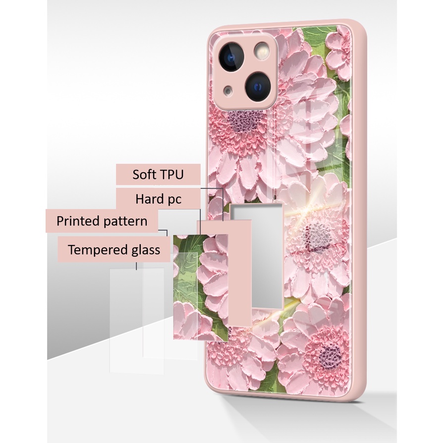 Ốp Điện Thoại Mặt Kính Cường Lực Họa Tiết Nghệ Thuật Cho iphone 13 pro max 11 12 mini 6 6s 7 plus X XR XS max 8