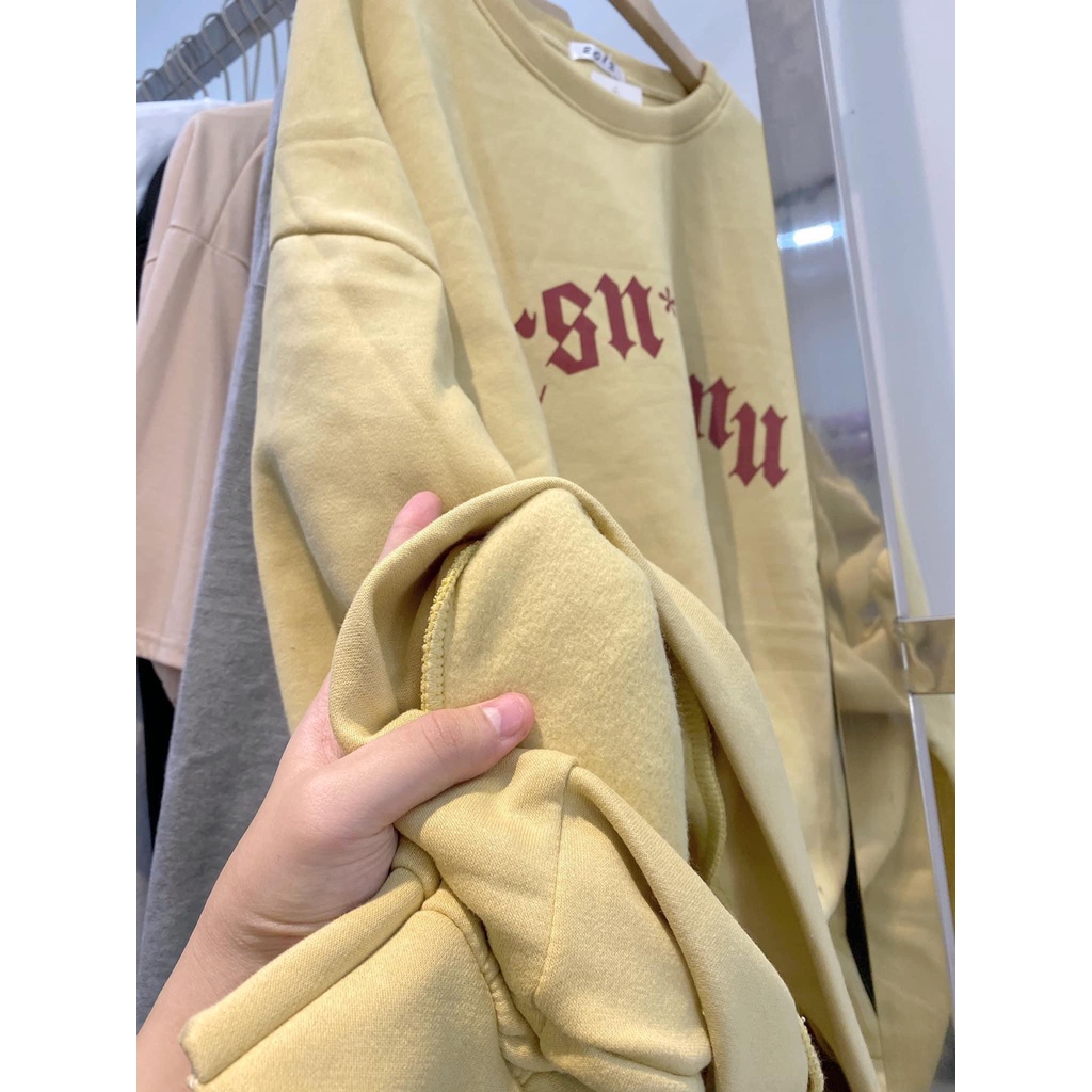 Áo sweater nỉ  form rộng nam nữ cổ bẻ cao  tay dài có khóa kéo hàn quốc màu đen Unisex