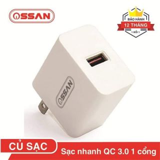 Củ sạc siêu nhanh QC 3.0 ossan bảo hành 12 tháng