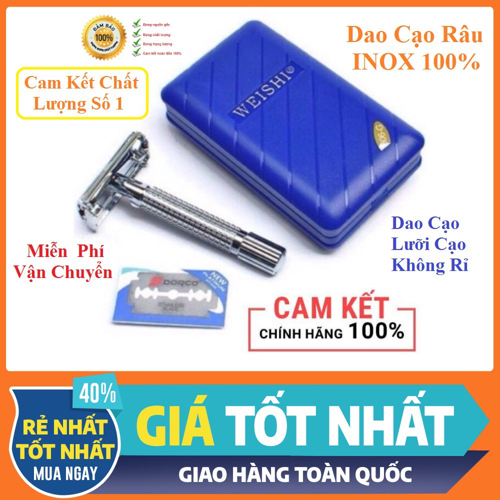 Dao Cạo Râu INOX Weishi INOX 100% - Cam Kết Chất Lượng Số 1 - Hàng Công Ty Chính Hãng - Video Ảnh Thật Sản Phẩm