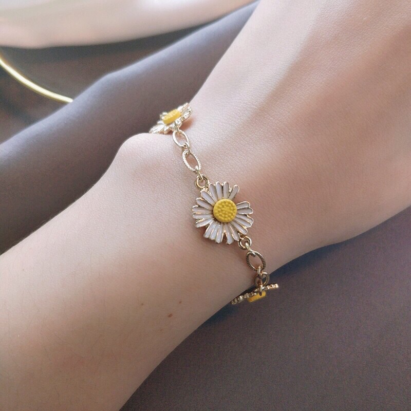 Set vòng cổ, lắc tay, nhẫn mặt HOA CÚC- Dây chuyền, vòng tay nữ hợp kim phụ kiện trang sức thời trang