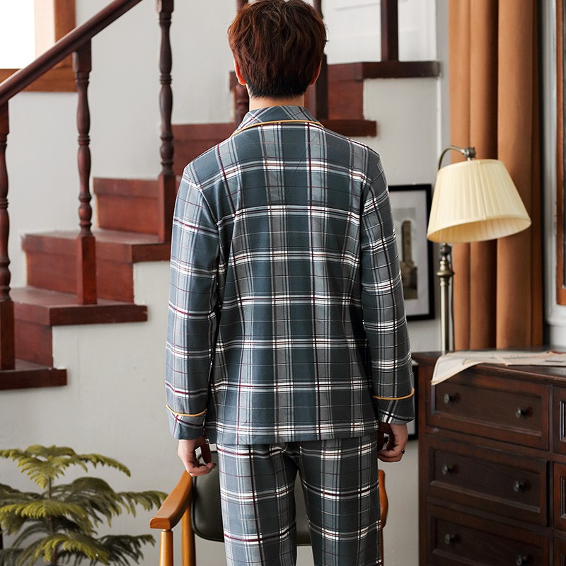 [GIẢM GIÁ] Đồ bộ Pijama nam dài tay cotton 100% thoáng khí, họa tiết caro cùng tông màu trầm rất nam tính, khỏe khoắn