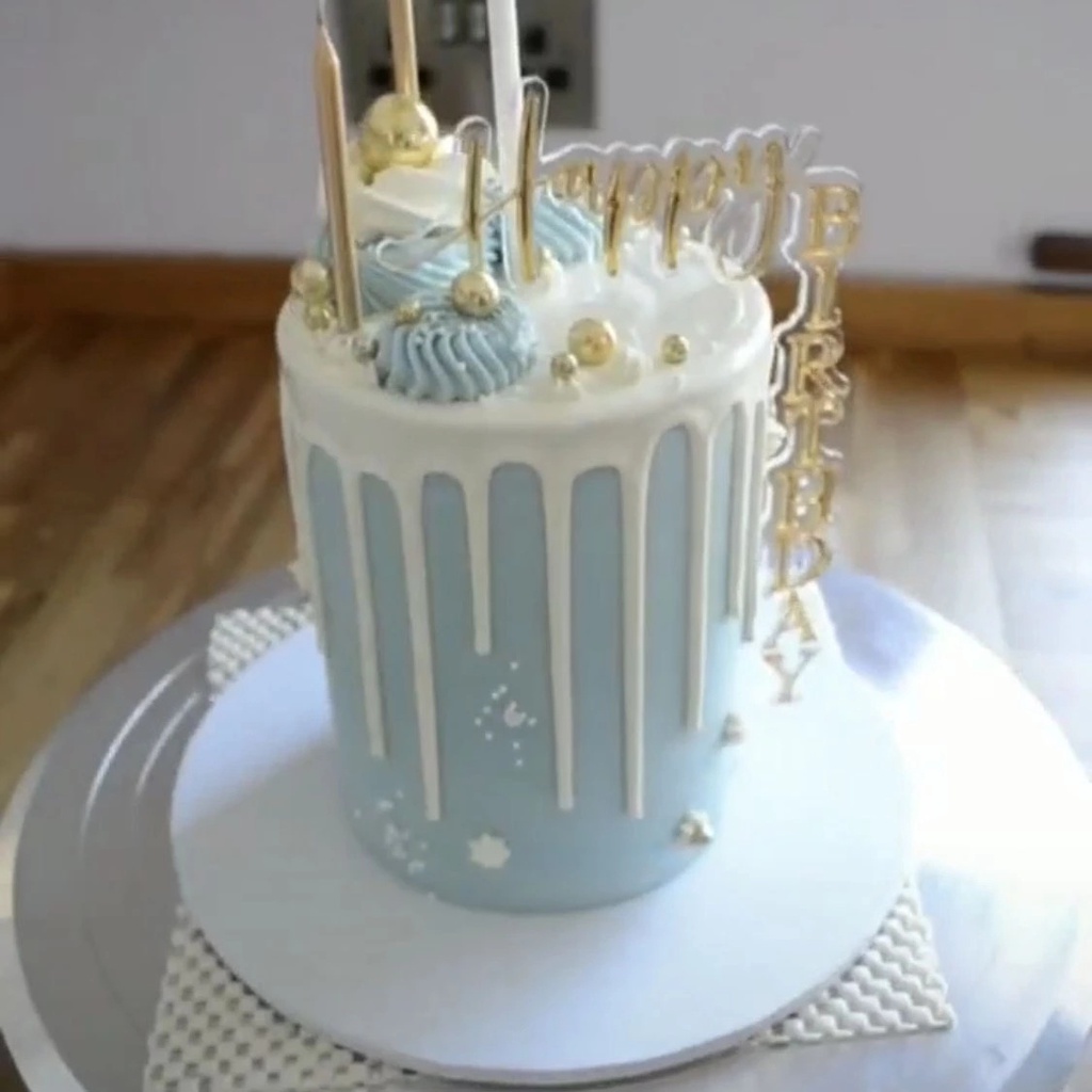 Que Chữ Happy Birthday Bằng Acrylic Màu Vàng / Bạc Chuyên Dụng Cho Trang Trí Bánh Kem