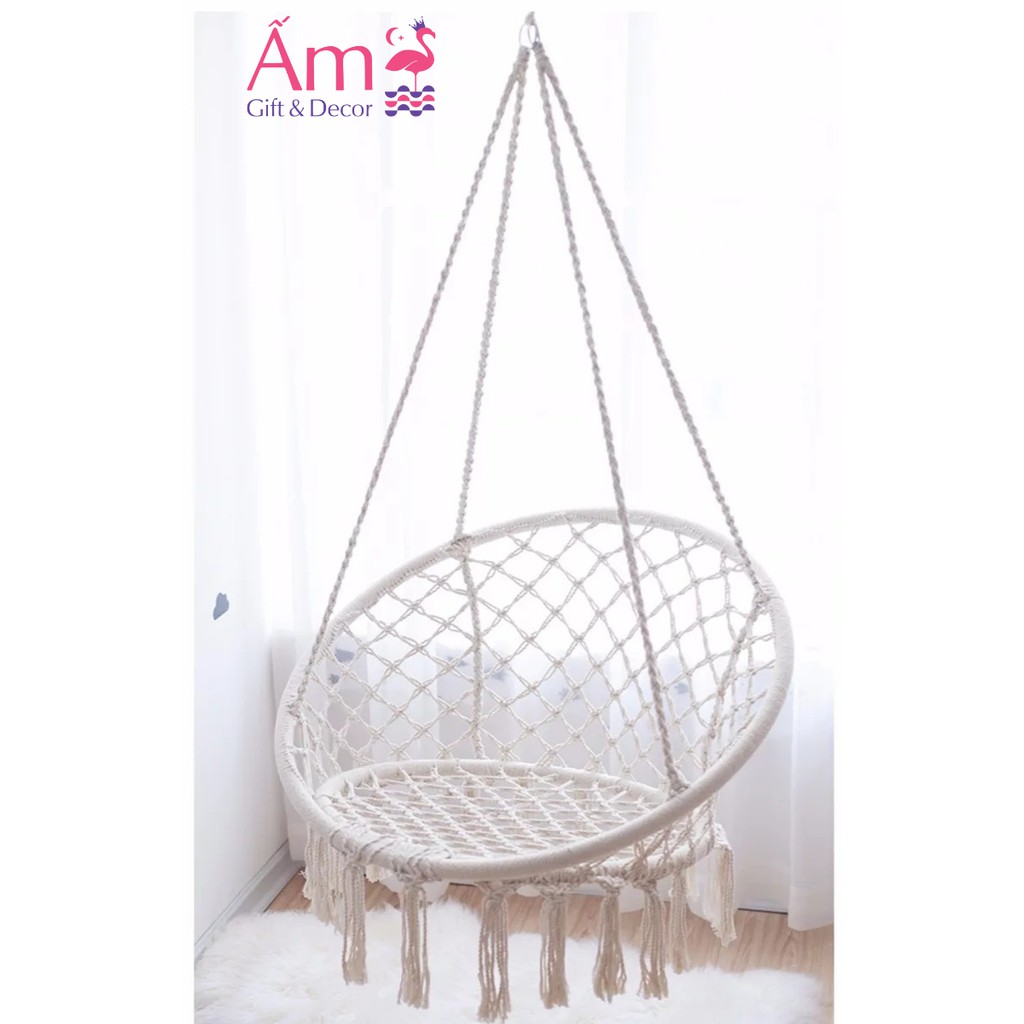 Võng Tròn Đan Dây Ấm Gift &amp; Decor Chắc Chắn Có Kèm Khung, Decor Trang Trí Phòng Xinh Phù Hợp Cho Mọi Lứa Tuổi