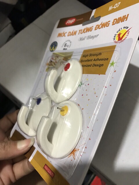 Combo 10VĨ  móc dán tường có đinh đóng vào tường loại 3cái cùng mẫu